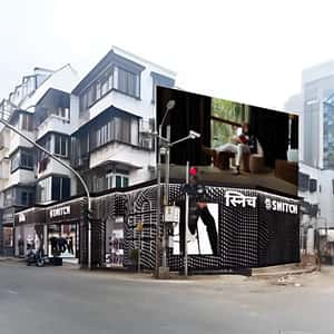 Store Exterior Transformation in a fake-out-of-home ad of Snitch
