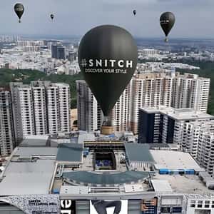 Hot Air Balloon Lands Above Mall in a fake-out-of-home ad of Snitch