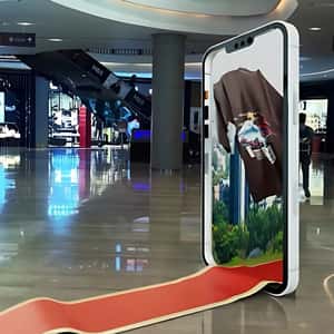 Fashion Items Emerges From Smartphone in a fake-out-of-home ad of Snitch
