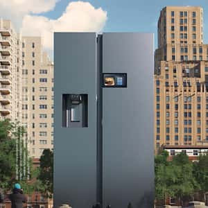 Smartphone Transformed into Refrigerator in a fake-out-of-home ad of Samsung
