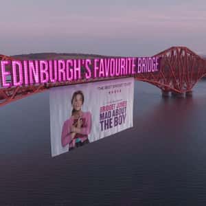 Poster Hangs on the Bridge in a fake-out-of-home ad of Universal Pictures