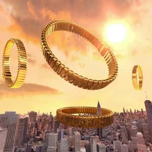 Gold Bracelet Soars Above NYC in a fake-out-of-home of BVLGARI