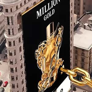 Golden Chain Emerges from Billboard in a fake-out-of-home of Rabanne