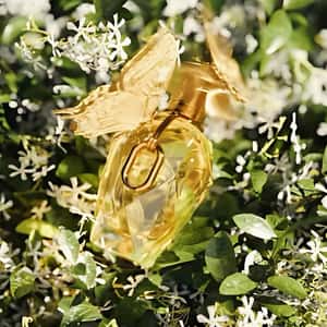 Perfume Carried by Golden Butterflies in a fake-out-of-home of Rabanne