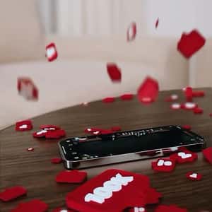 Smartphone Explodes with Icons in a fake-out-of-home ad of Amaya