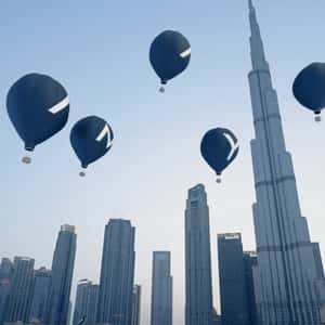 Hot Air Balloons Forming Brand Name in a fake-out-of-home ad of Amaya