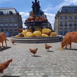 Farm Products Spotted at Plaza in a fake-out-of-home ad of Quoifaireabordeaux