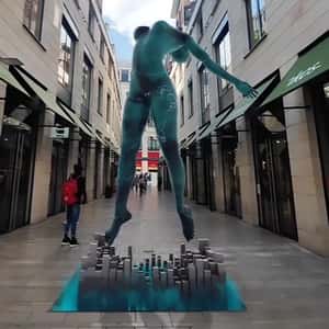 Floating Woman Figure on Platform in a fake-out-of-home ad of Quoifaireabordeaux