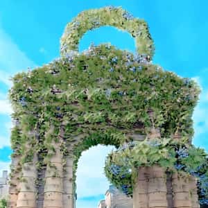 Monument Covered with Vines in a fake-out-of-home ad of Quoifaireabordeaux