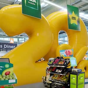 Inflatable Numbers Display at Store in a fake-out-of-home ad of ASDA Mobile