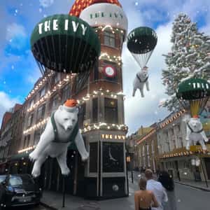 Polar Bears Arrives in Parachute in a fake-out-of-home ad of The Ivy Collection