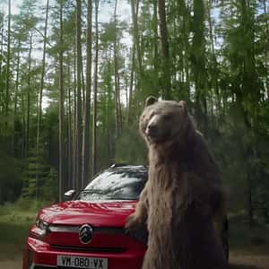 Grizzly Bear Vlogging in a fake-out-of-home ad of Citroën