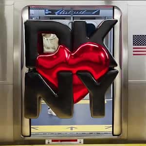 Heart Balloon Stucked in Train Door in a fake-out-of-home ad of DKNY