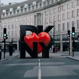 Heart Inflatable Turns 3D Installation in a fake-out-of-home ad of DKNY