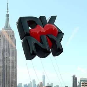 Brand Logo Inflatable Soars in NYC in a fake-out-of-home ad of DKNY