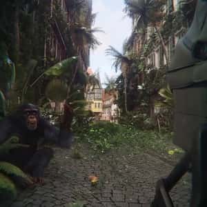 Cobbled Street Turned into Jungle in a fixed-out-of-home ad of Joie Baby