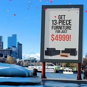 Street Furniture Ad at Inflatable Waterpark in a fake-out-of-home ad of Roomlane