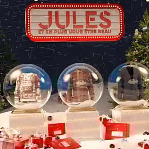 Christmas Collection Display on Snow Globe in a fake-out-of-home ad of JULES