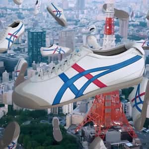Shoe Emerges from Lamppost Ad in a fake-out-of-home-ad of Onitsuka Tiger