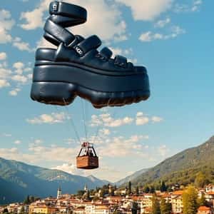 Sandal Hot Air Balloon Glides Above the Lake in a fake-out-of-home ad of UGG