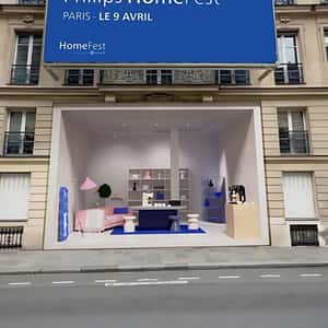 Rotating Showroom at Entrance Door in a fake-out-of-home ad of Philips