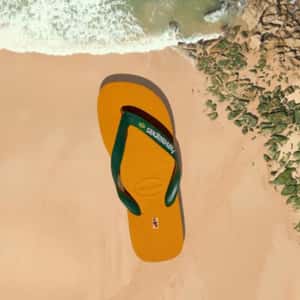 Man Sunbathing Above Sandal in a fake-out-of-home ad of Havaianas