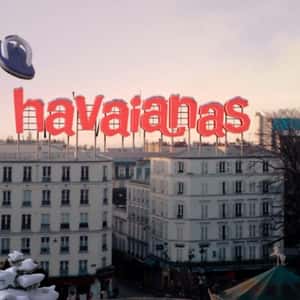 Sandal Sliding on Ski Slope in a fake-out-of-home ad of Havaianas