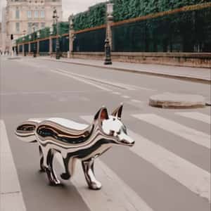 Metal Fox Roaming in Paris in a fake-out-of-home ad of Maison Kitsuné
