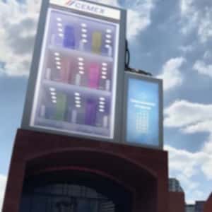 Concrete Vending Machine on Building in a fake-out-of-home ad of Cemex México