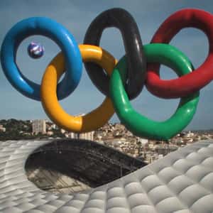 Olympics Logo Inflates at Stadium in a fake-out-of-home ad of MARSEILLE