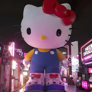 Hello Kitty Wearing Clogs in a fake-out-of-home ad of Crocs