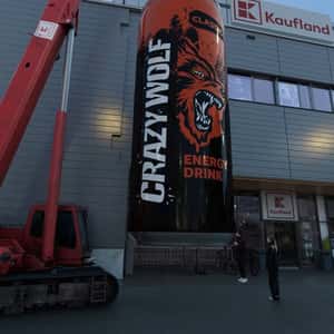 Energy Drink in Can Releases Electricity in a fake-out-of-home ad of Kaufland