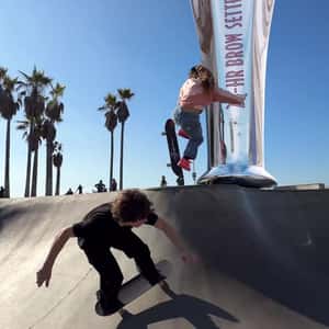 Skater Tumbles Down Brow Gel on Skate Park in a fake-out-of-home ad of Benefit