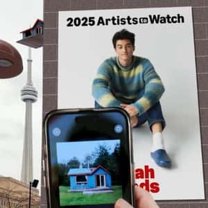 House Flying Above Skyscrapers in a fake-out-of-home ad of Amazon Music