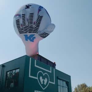 Glove Catches Ball at Building in a fake-out-of-home ad of KEEPERsports