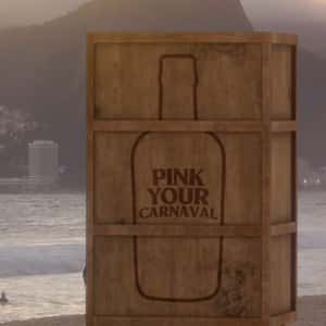 Crate Opens Revealing Liquor Bottle in a fake-out-of-home ad of Ballena