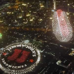Sandwich Drone Show in a fake-out-of-home ad of Jimmy John’s
