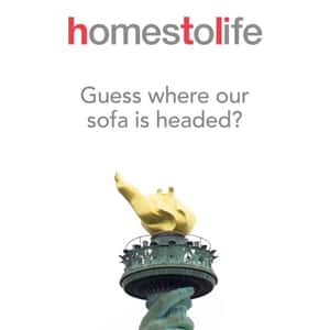 Sofa Moves on Wheels in a fake-out-of-home ad of HomesToLife