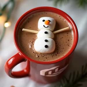 Marshmallow Snowman on Mug in a fake-out-of-home ad of Moving Bits