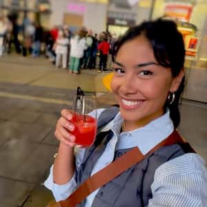 Drinks on Tray Emerge from Screen in a fake-out-of-home ad of Turkish Airlines