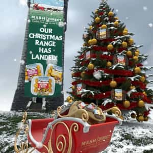 Santa Sleigh Filled with Food Box in a fake-out-of-home ad of Mash Direct