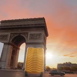 Suitcases Rolling on Streets in a fake-out-of-home ad of Samsonite
