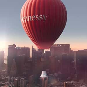 Hot Air Balloon Shaker Delivery in a fake-out-of-home ad of Hennessy