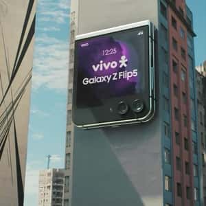 Hanging Flip Phone Opens in a fake-out-of-home ad of Vivo