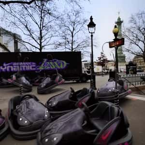 Shoe Bump Cars Emerge from Paris Metro Stairs in a fake-out-of-home ad of Nike