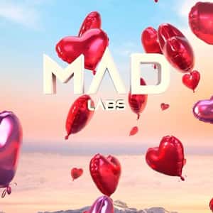 Heart Balloons Float Above Snowy Mountains in a fake-out-of-home ad of MAD Labs
