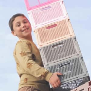 Stack Boxes Towering at the Square in a fake-out-of-home ad of HEMA