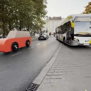 Wooden Toy Cars Driving in a fake-out-of-home ad of HEMA