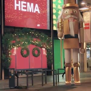 Golden Nutcracker Marching in a fake-out-of-home ad of HEMA