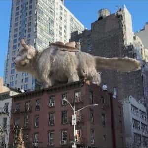 Flying Bison Over the Streets in a fake-out-of-home ad of Netflix